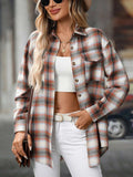 Oversized Plaid Button-Up Shirt - Trendsi - Flyclothing LLC
