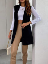 Open Front Longline Vest Coat - Trendsi - Flyclothing LLC