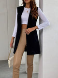 Open Front Longline Vest Coat - Trendsi