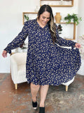 Double Take Full Size Printed Ruffle Hem Long Sleeve Tiered Dress - Trendsi - Flyclothing LLC
