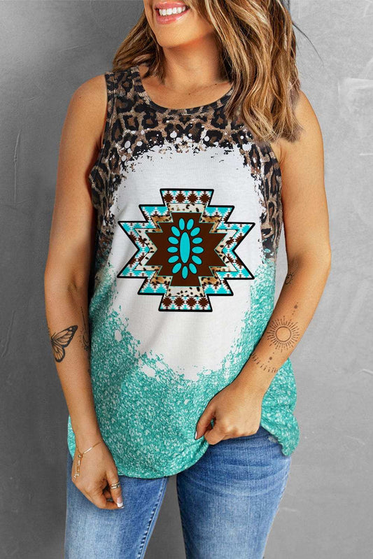 Leopard Round Neck Tank - Trendsi - Flyclothing LLC