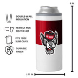 NC State 12oz Colorblock Slim Can Coolie - Logo Brands - Flyclothing LLC