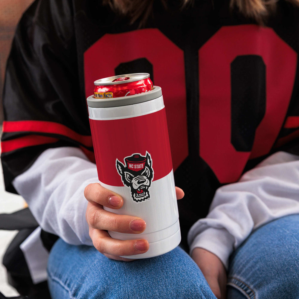 NC State 12oz Colorblock Slim Can Coolie - Logo Brands - Flyclothing LLC