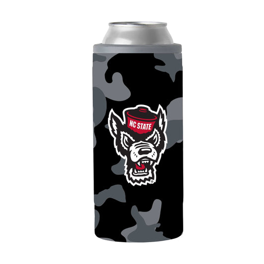 NC State Black Camo 12oz Slim Can Coolie - Logo Brands - Flyclothing LLC