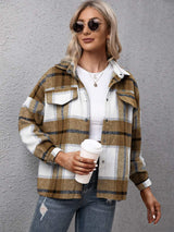 Ivy Lane Plaid Long Sleeve Shirt Jacket - Trendsi - Flyclothing LLC
