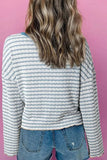Striped Round Neck Dropped Shoulder Long Sleeve Top - Trendsi - Flyclothing LLC