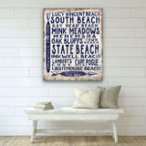 Martha's Vineyard Beaches Sign - Vintage Wood Look Vineyard Arrow Sign - Off The Square Designs - Flyclothing LLC