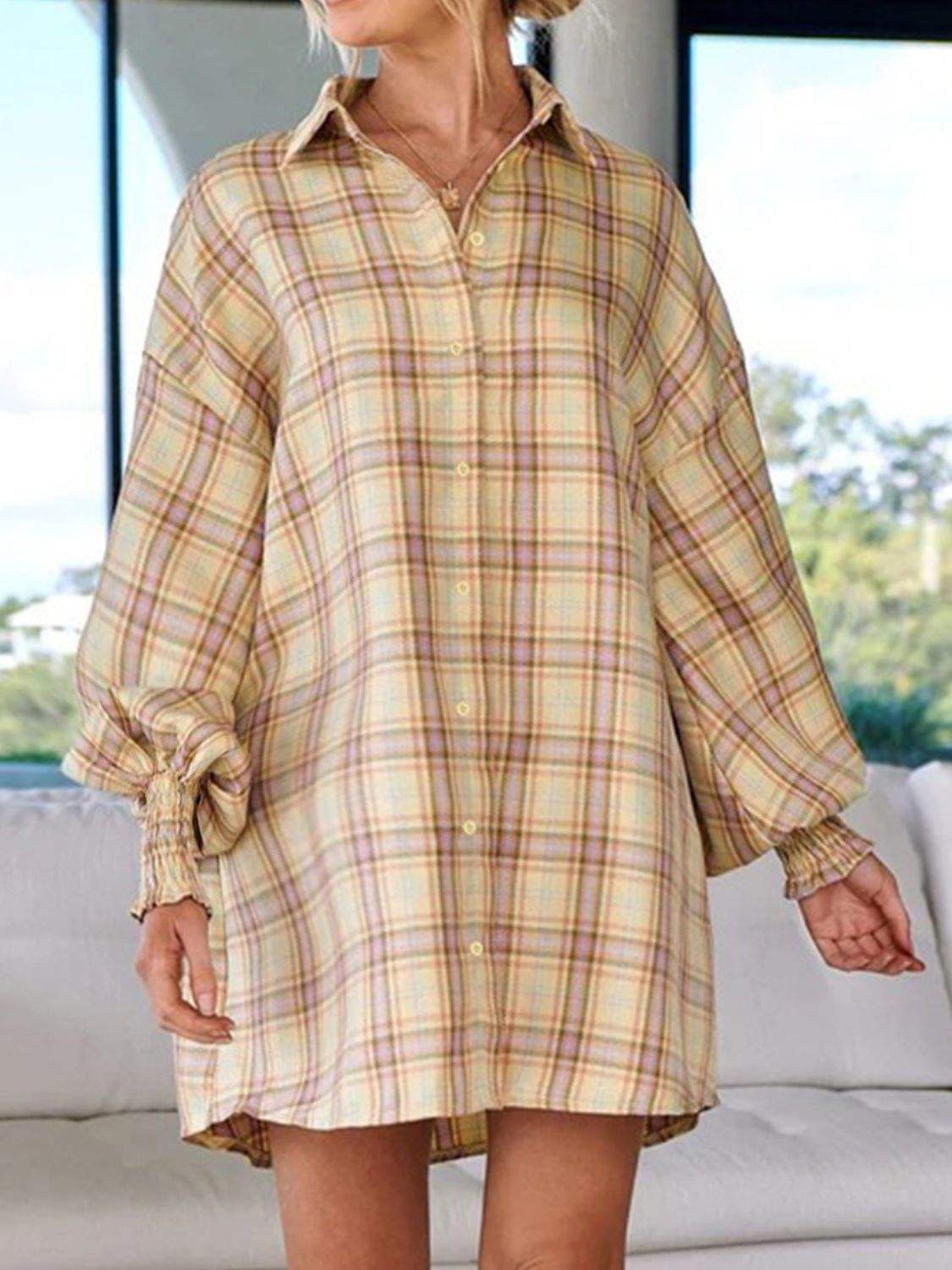 Plaid Button Up Long Sleeve Shirt - Trendsi - Flyclothing LLC