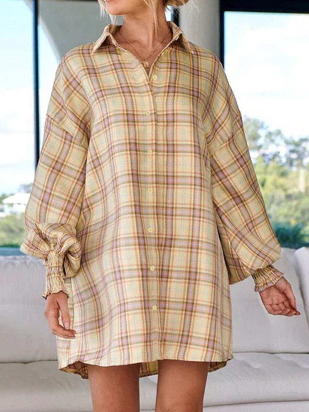 Plaid Button Up Long Sleeve Shirt - Trendsi - Flyclothing LLC