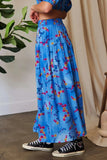 Davi & Dani Printed Smocking Waistband Ruffled Maxi Skirt - Trendsi