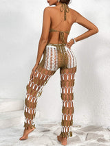 Cutout Halter Neck Top and Pants Two-Piece Swim Set - Trendsi - Flyclothing LLC
