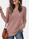 V-Neck Long Sleeve T-Shirt - Trendsi - Flyclothing LLC