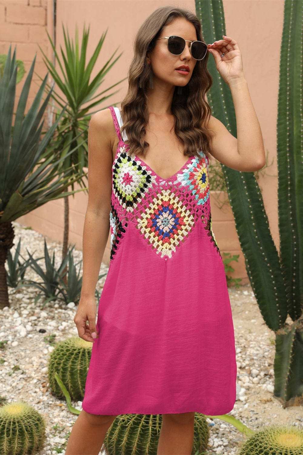 Geometric V-Neck Spaghetti Strap Cover Up Dress - Trendsi - Flyclothing LLC