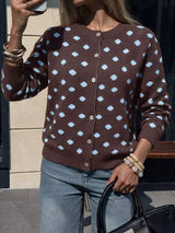 Polka Dot Button Up Cardigan - Trendsi - Flyclothing LLC