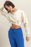 HYFVE Crew Neck Long Sleeve Crop Sweatshirt - Trendsi