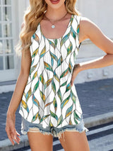 Printed Scoop Neck Wide Strap Tank - Trendsi - Flyclothing LLC