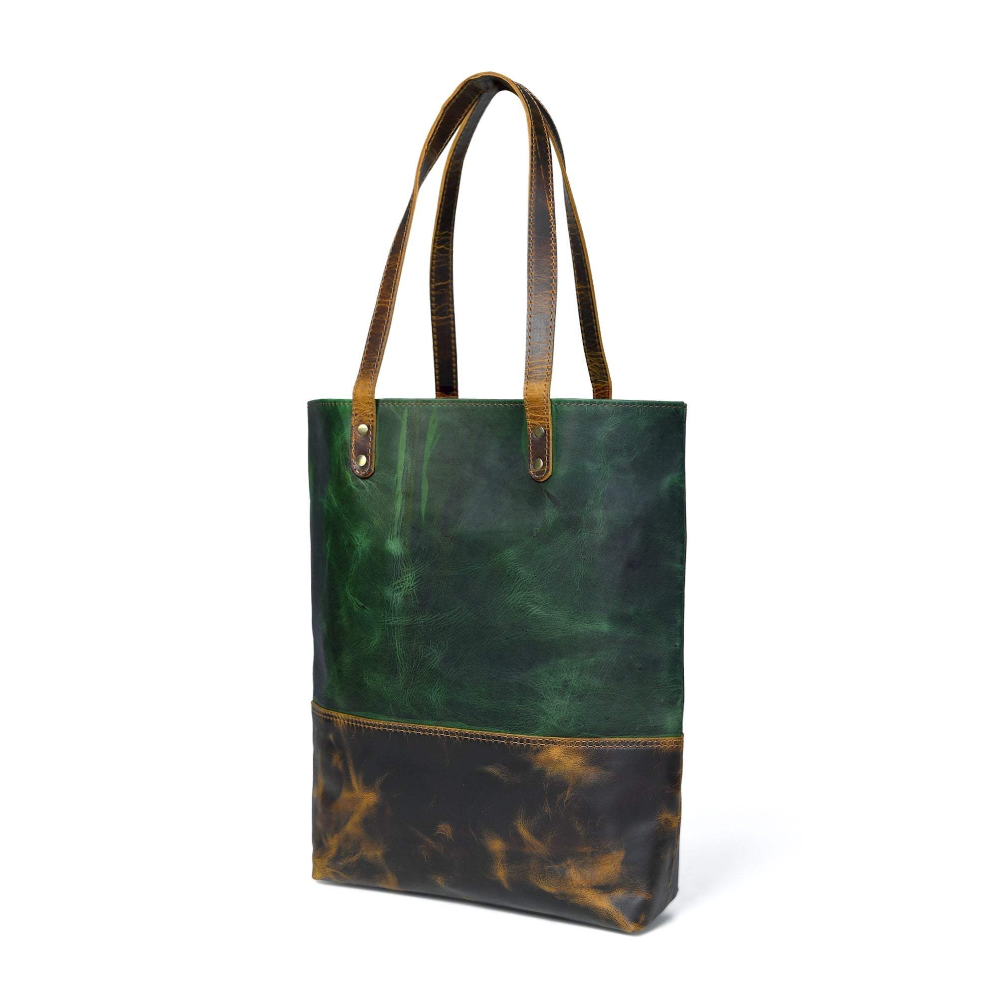 Green Women's Leather Tote - Classy Leather Bags - Flyclothing LLC