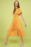 Mittoshop Flower Print Flutter Sleeve Smocked Midi Dress - Trendsi