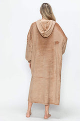 Double Take Full Size Pocketed Hooded Midi Lounge Dress - Trendsi - Flyclothing LLC