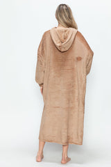 Double Take Full Size Pocketed Hooded Midi Lounge Dress - Trendsi