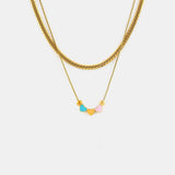 18K Gold-Plated Double Layered Heart Necklace - Trendsi - Flyclothing LLC