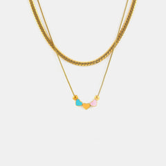 18K Gold-Plated Double Layered Heart Necklace - Trendsi