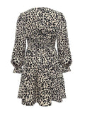 Leopard V-Neck Flounce Sleeve Dress - Trendsi - Flyclothing LLC