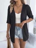 Openwork Open Front Half Sleeve Cardigan - Trendsi - Flyclothing LLC