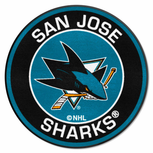 San Jose Sharks Roundel Rug - 27in. Diameter - San Jose Sharks