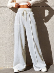 Honey Drawstring Elastic Waist Wide Leg Pants - Trendsi