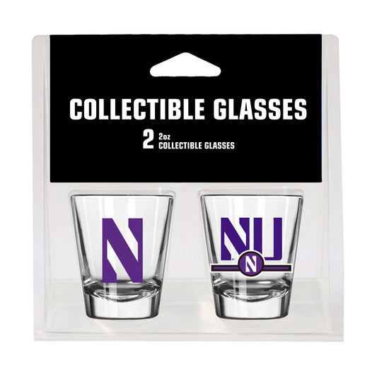 Northwestern Campus Colors 2oz Letterman Shot Glass 2 Pack - Logo Brands - Flyclothing LLC