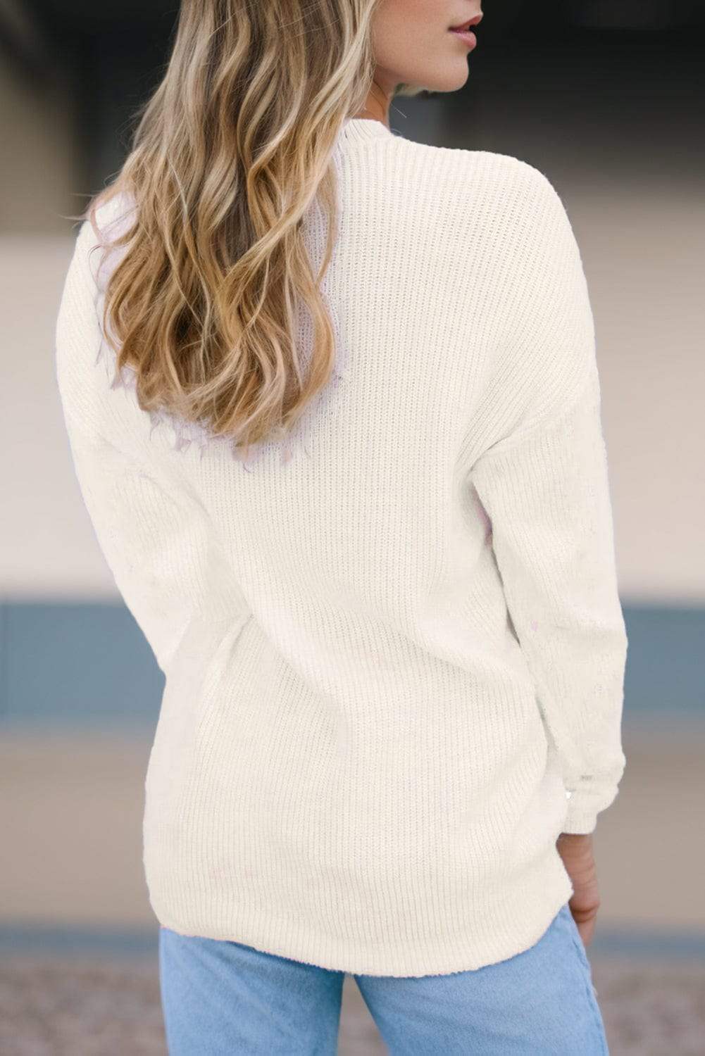 MERRY & BRIGHT Round Neck Sweater - Trendsi - Flyclothing LLC