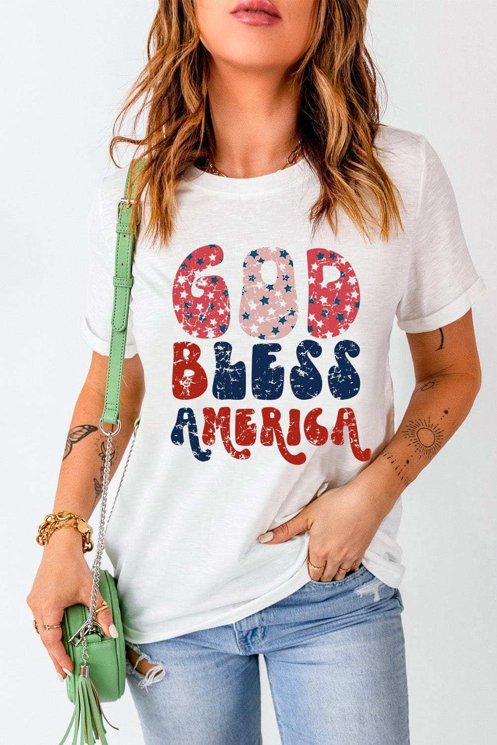 Letter Graphic Round Neck Short Sleeve T-Shirt - Trendsi - Flyclothing LLC