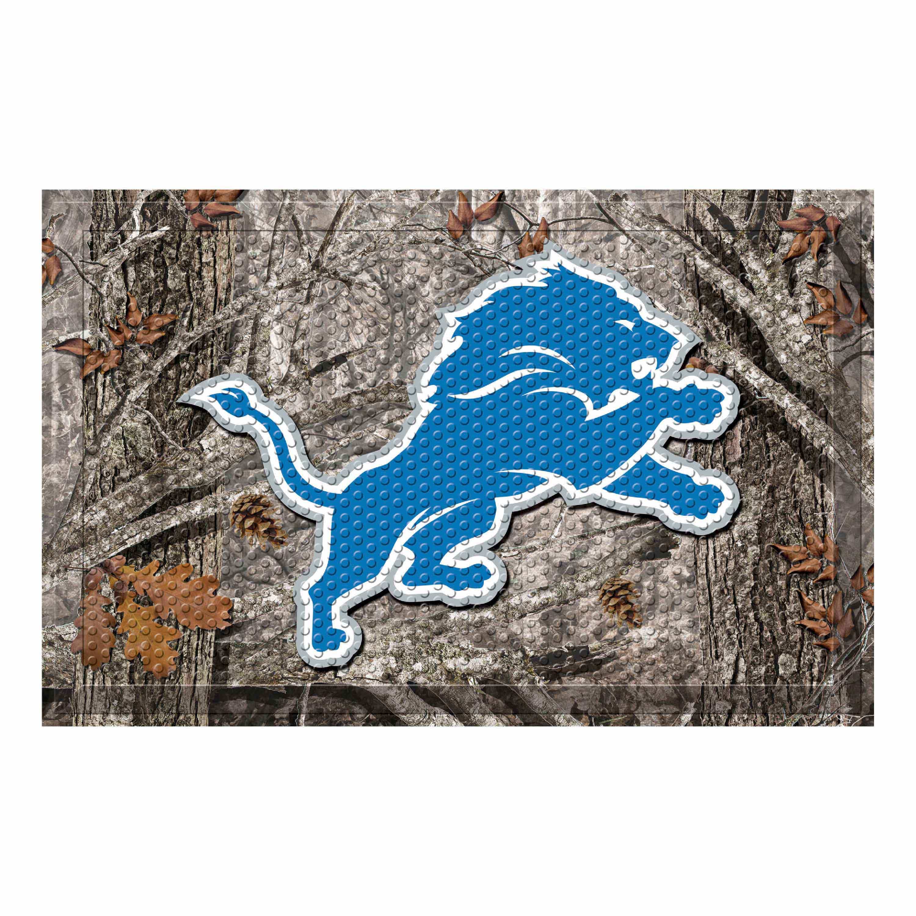 Detroit Lions Rubber Scraper Door Mat Camo - Detroit Lions