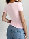 Round Neck Short Sleeve T-Shirt - Trendsi