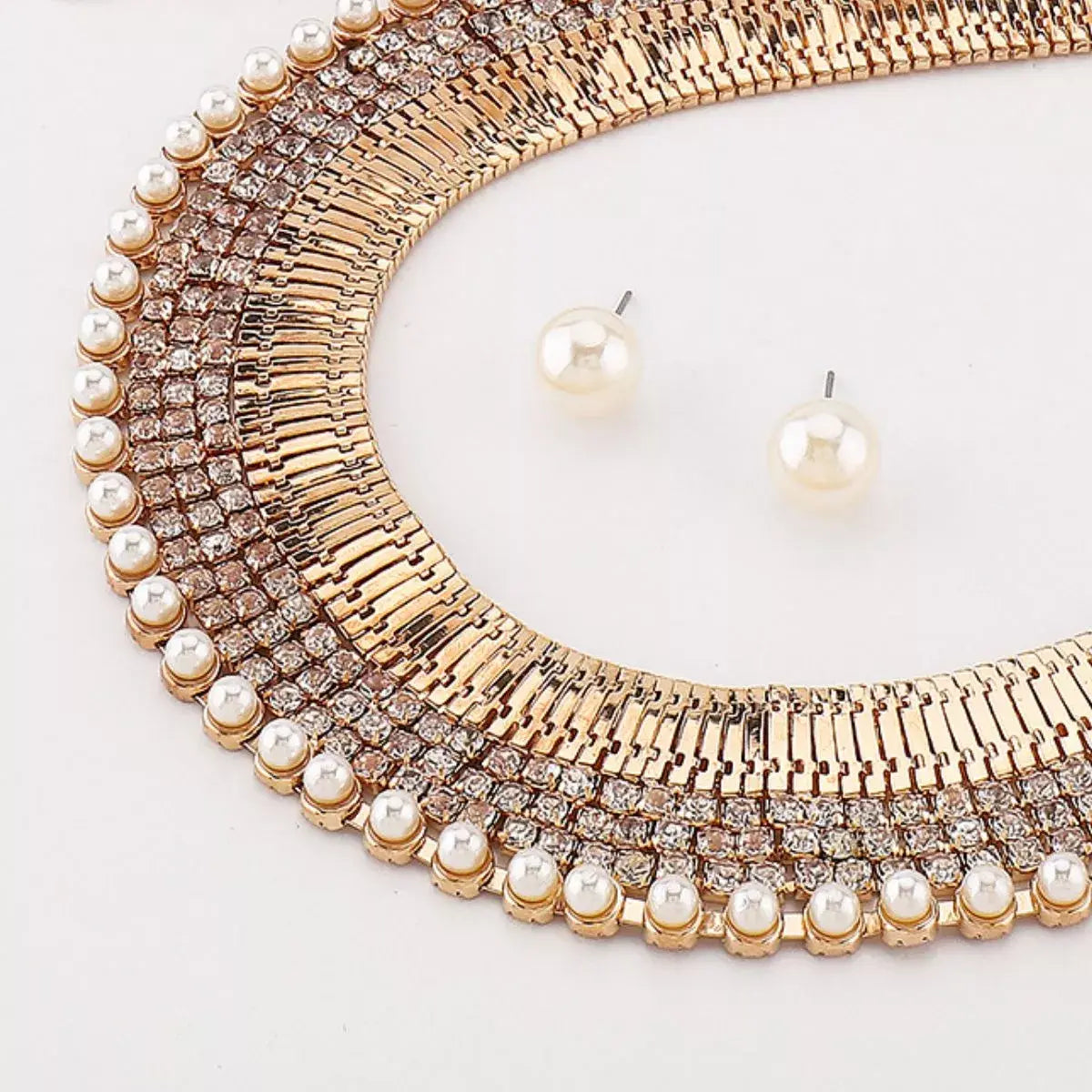 18K Gold-Plated Pearl Earrings and Necklace Jewelry Set - Trendsi - Flyclothing LLC