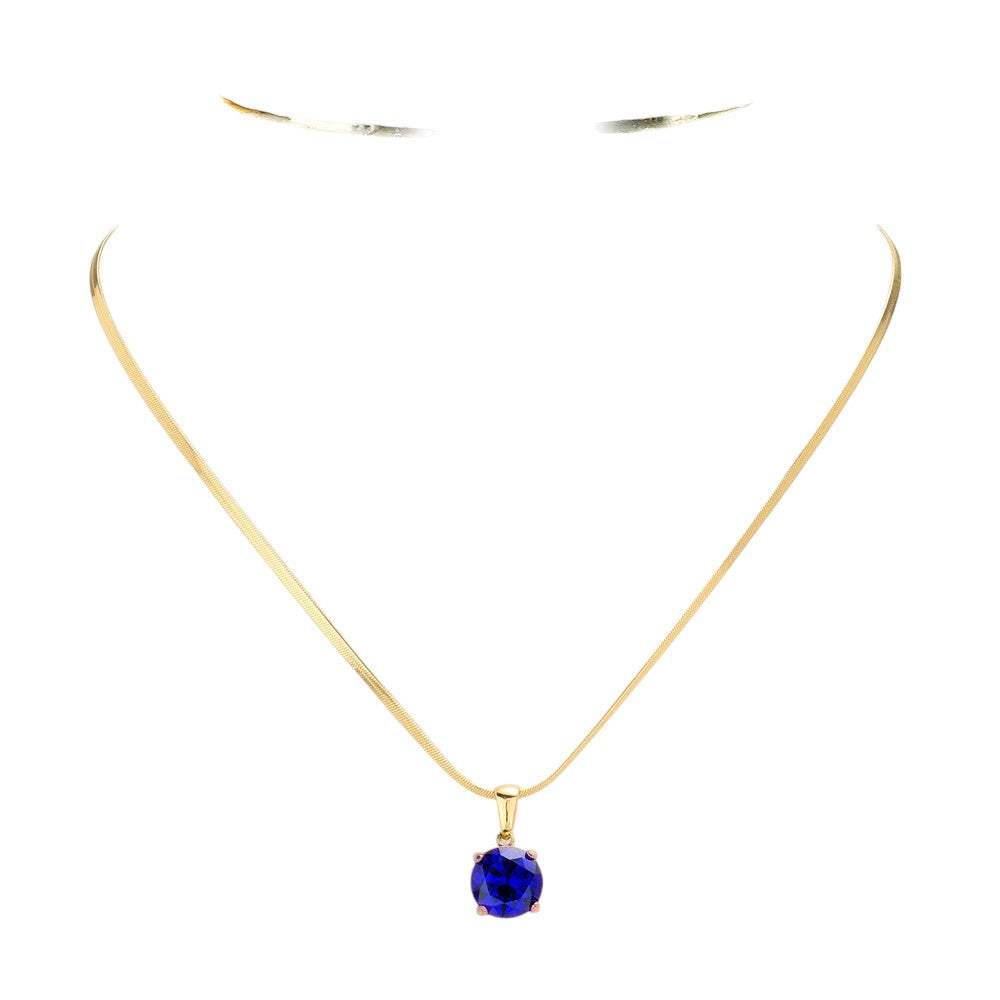 18K Gold Dipped Stainless Steel CZ Round Pendant Necklace - Madeline Love - Flyclothing LLC