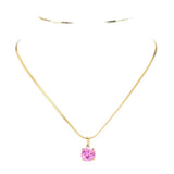 18K Gold Dipped Stainless Steel CZ Round Pendant Necklace - Madeline Love - Flyclothing LLC