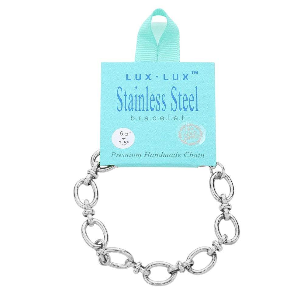 18K White Gold Dipped Stainless Steel Chain Link Bracelet - Madeline Love - Flyclothing LLC