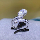 3 Carat Moissanite Zircon 925 Sterling Silver Bypass Ring - Trendsi