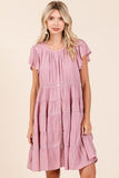 Mittoshop Lace Detail Ruffled Button Down Tiered Dress - Trendsi