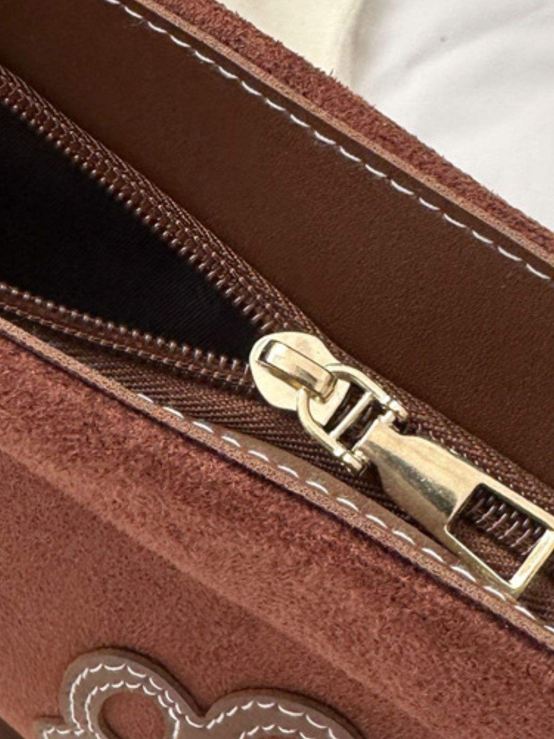 Suede Patch Adjustable Strap Tote Bag - Trendsi - Flyclothing LLC