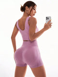 Scoop Neck Wide Strap Top and Shorts Active Set - Trendsi