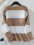 Color Block V-Neck Long Sleeve Sweater - Trendsi