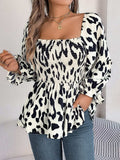 Square Neck Flounce Sleeve Blouse - Trendsi - Flyclothing LLC