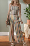 Striped Smocked Cami Top and Wide Leg Pants Set - Trendsi