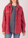Button Up Long Sleeve Corduroy Jacket - Trendsi