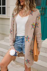 Angel Wings Star Open Front Long Sleeve Cardigan - Trendsi - Flyclothing LLC