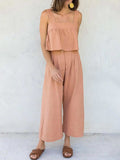 Square Neck Wide Strap Top and Pants Set - Trendsi - Flyclothing LLC