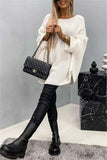 Round Neck Batwing Sleeve Sweater - Trendsi - Flyclothing LLC